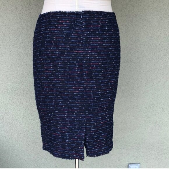 Lafayette 148 New York Boucle Tweed Navy Skirt - Picture 3 of 4